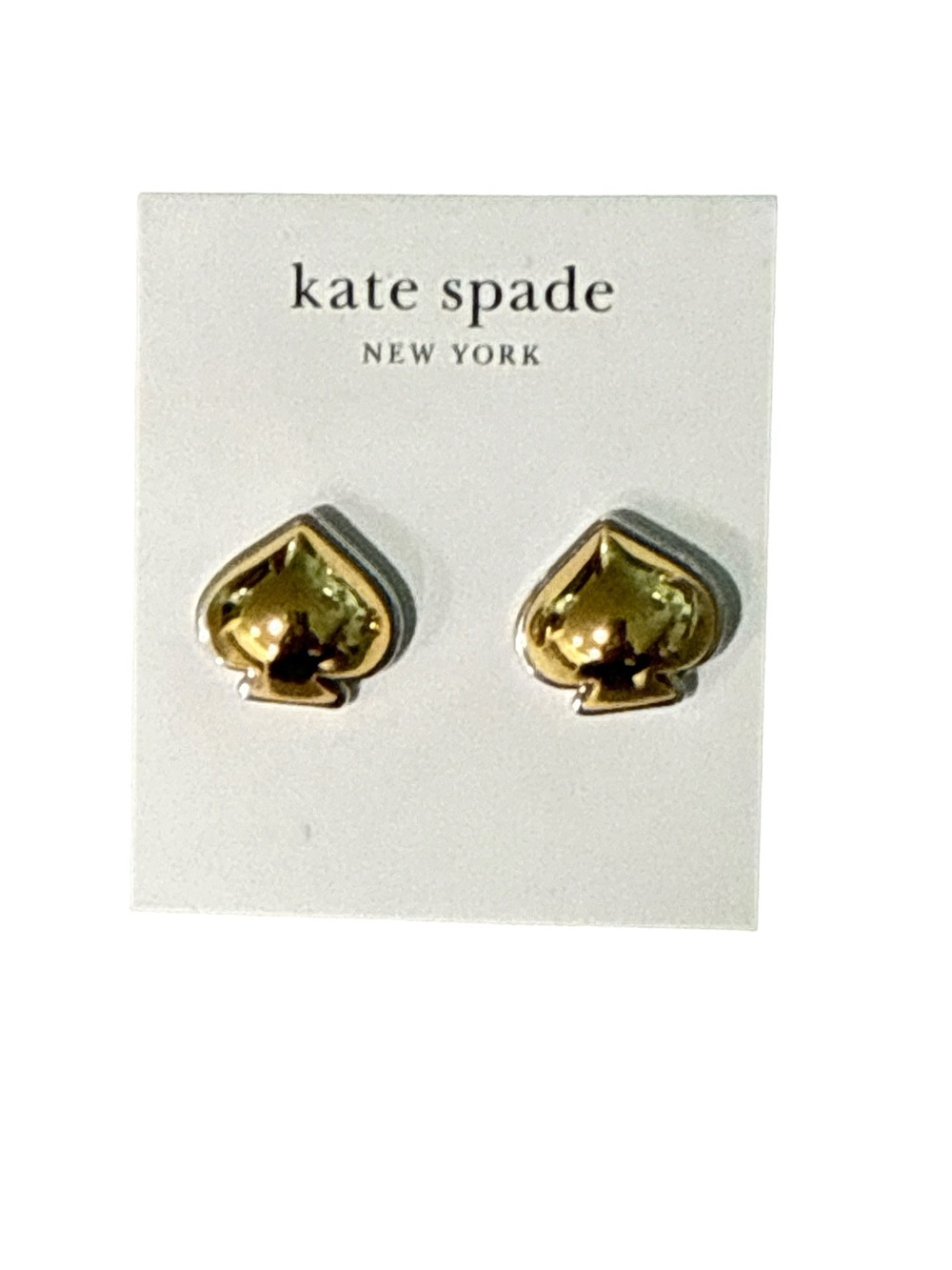 kate spade gold and silver sculpted spade stud earrings